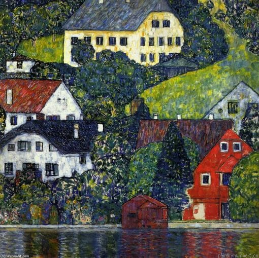 Houses At Unterach On Attersee By Gustav Klimt Painting By Numberss.png