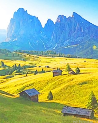Houses Near The Rocky Mountains Painting By Numbers.png