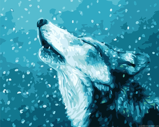 Howling Wolf Animals Painting By Numberss.png