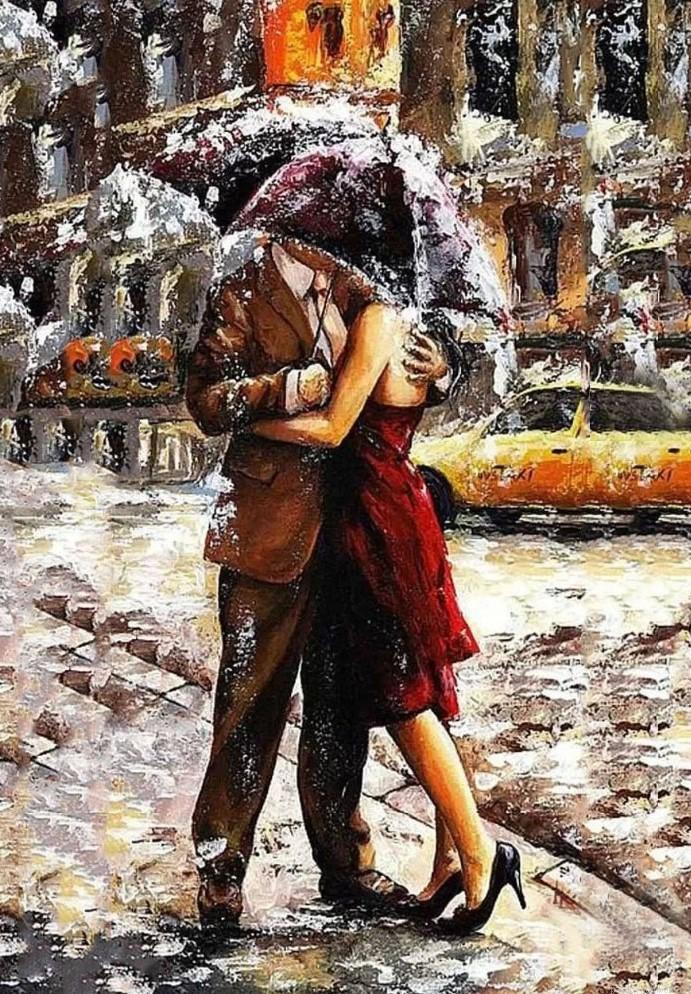 Hug In The Rain Romance And Love Painting By Numbers.png