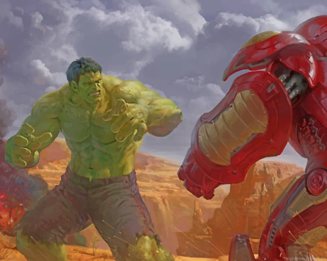 Hulk Vs Iron Man Movies Painting By Numberss.png