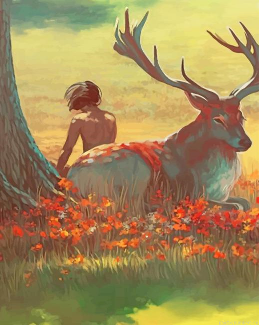 Human And Deer Painting By Numberss.png