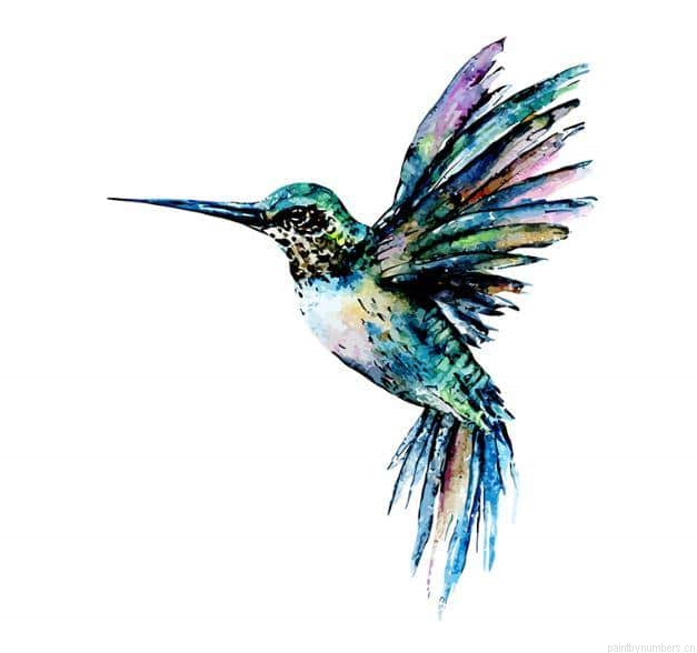 Hummingbird In Blue Green Colors Painting By Numberss.png