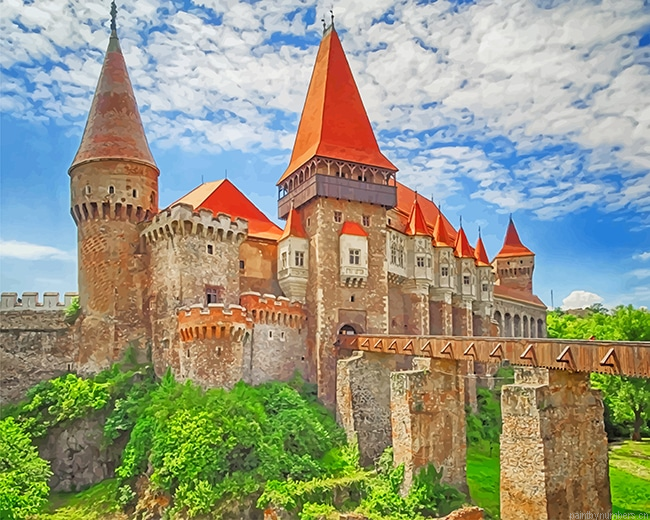 Hunyad Castle Romania Buildings Painting By Numbers.png