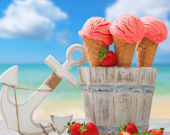 Ice Cream With Strawberries Painting By Numberss.png
