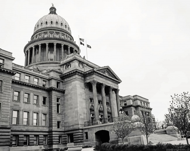 Idaho State Capitol Black And White Painting By Numbers.png