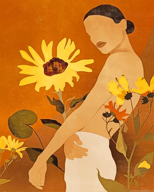 Illustration Art Sunflower Woman Painting By Numberss.png