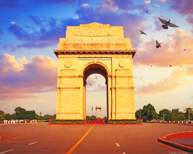 India Gate Delhi Monuments Painting By Numbers.png