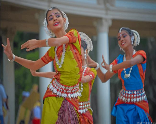 Indian Girls Dancing Painting By Numbers.png