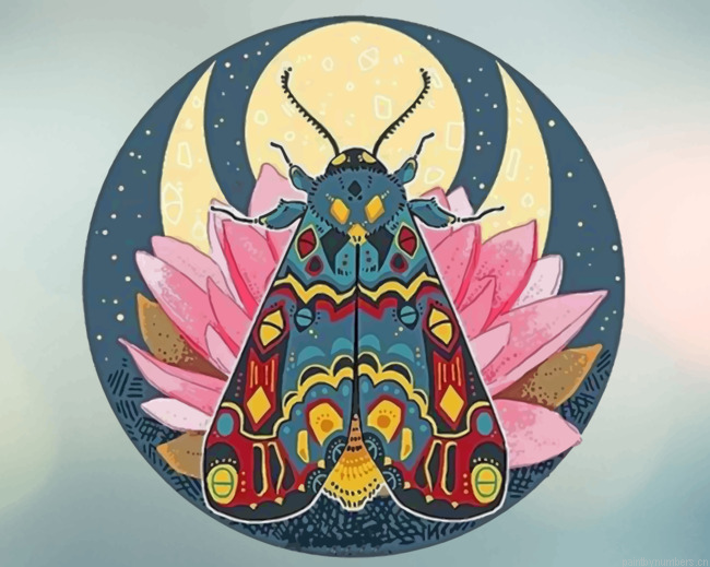 Insect And Lotus Painting By Numberss.png