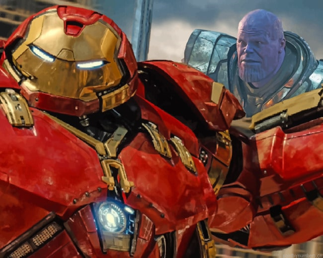 Iron Man And Thanos Movies Painting By Numberss.png