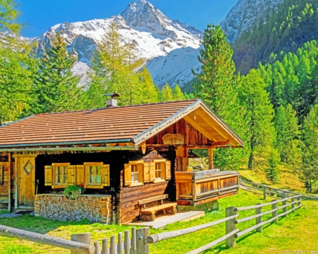 Isolated Wooden House Landscapes Painting By Numbers.png