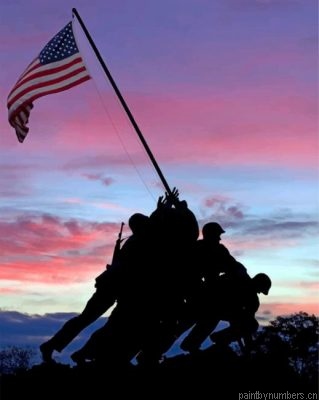 Iwo Jima Memorial Silhouette Painting By Numbers.png