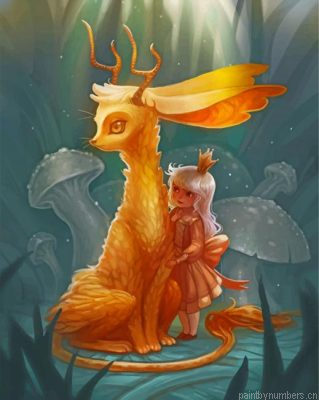 Jackalope And A Little Girl Painting By Numbers.png