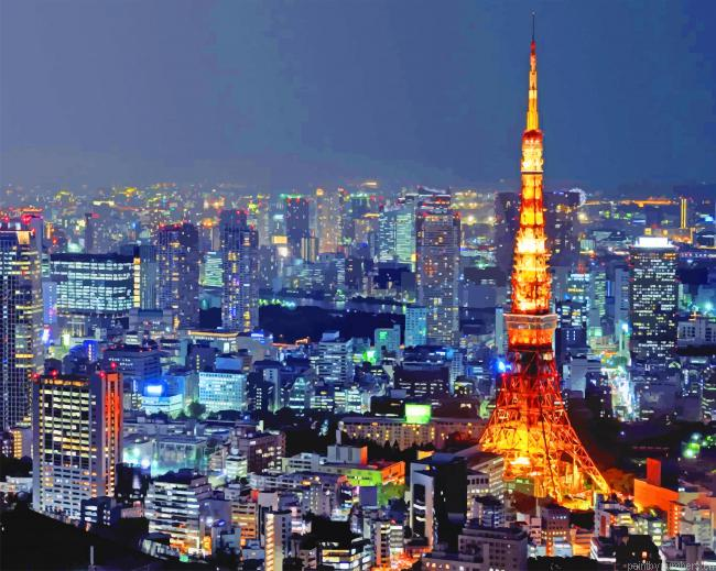Japan Tokyo Tower Cities Painting By Numberss.png