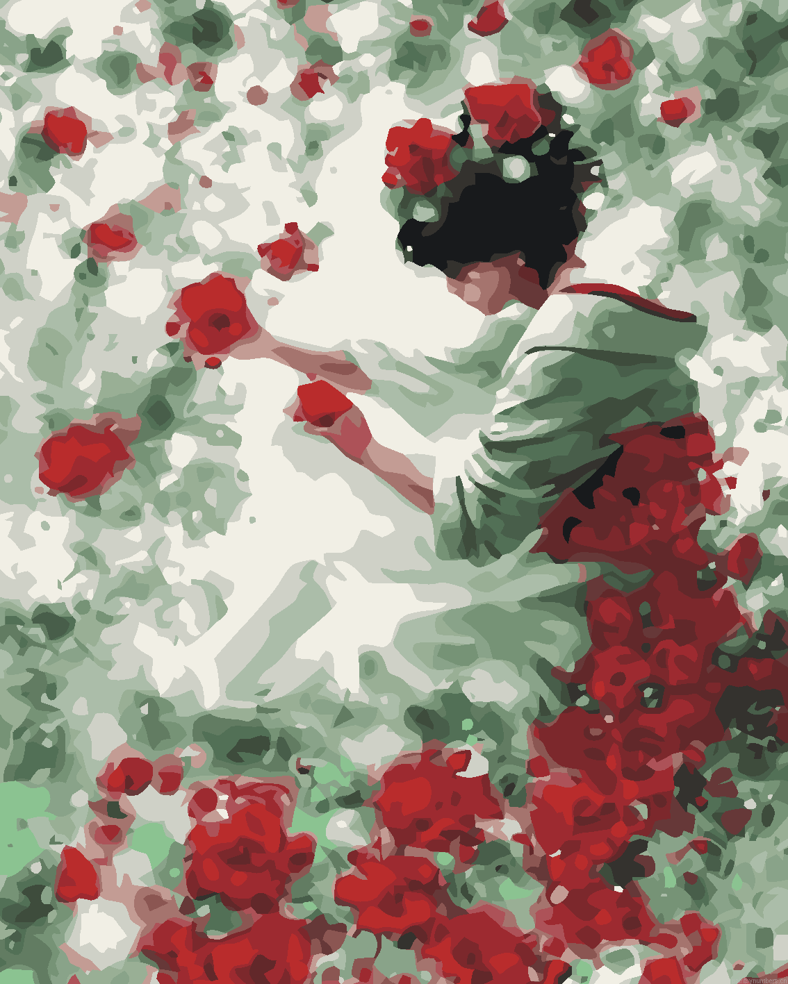Japanese Girl Red Flowers Painting By Numberss.png