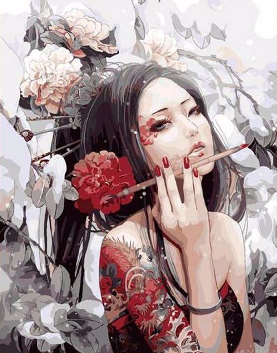 Japanese Woman Painting By Numbers.png