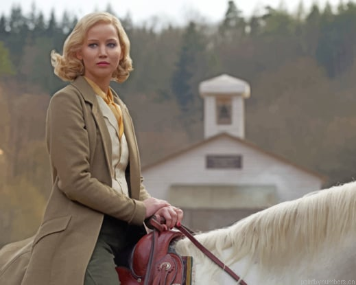 Jennifer Lawrence On Horse Actors Painting By Numberss.png