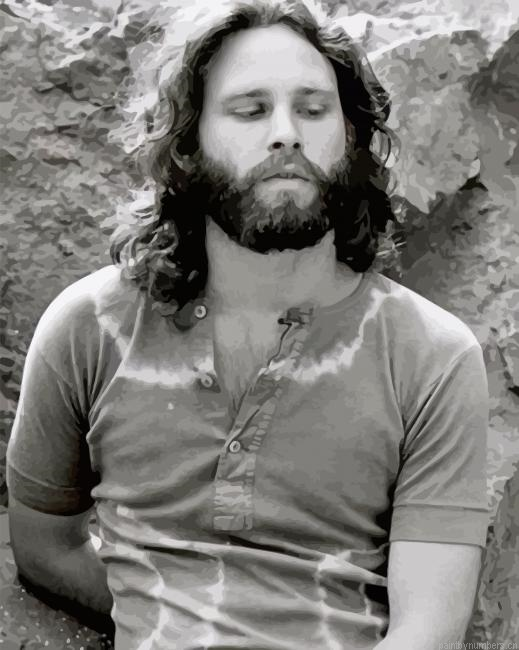 Jim Morrison Black And White Singers Painting By Numberss.png