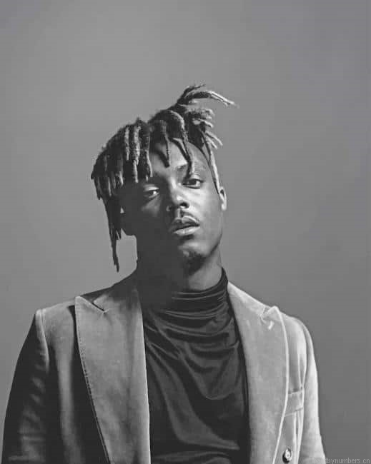 Juice Wrld Black And White Rappers Painting By Numberss.png