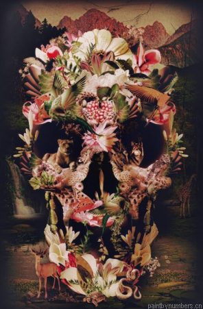 Jungle Of Flowers Skull Painting By Numbers.png
