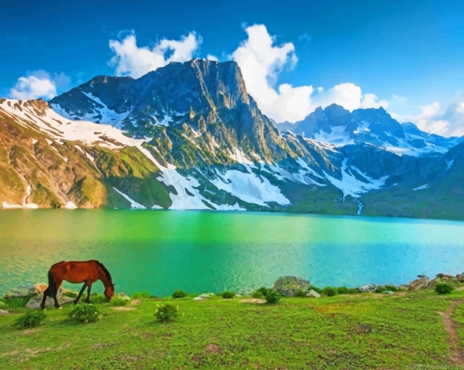 Kashmir Lake Nature Landscapes Painting By Numbers.png