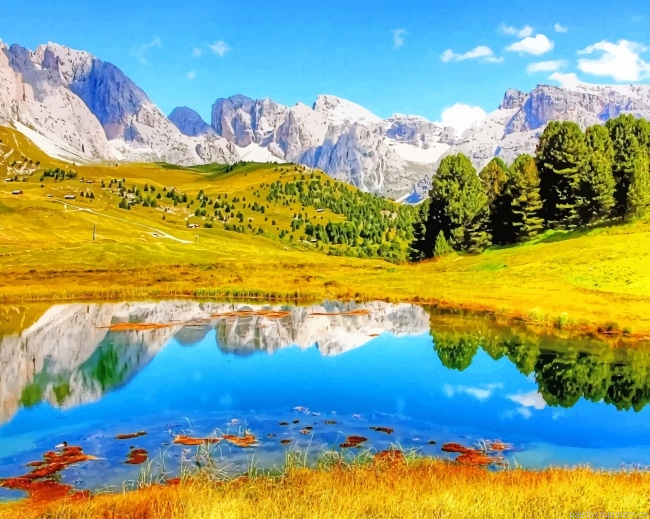 Kashmir Lake Nature Painting By Numberss.png