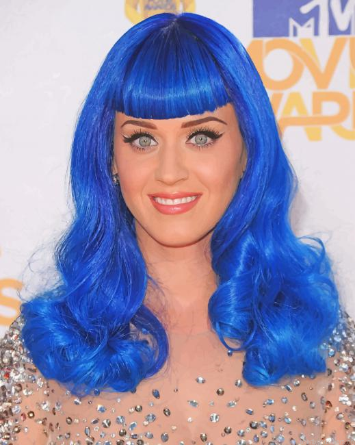 Katy Perry Blue Hair Singers Painting By Numberss.png