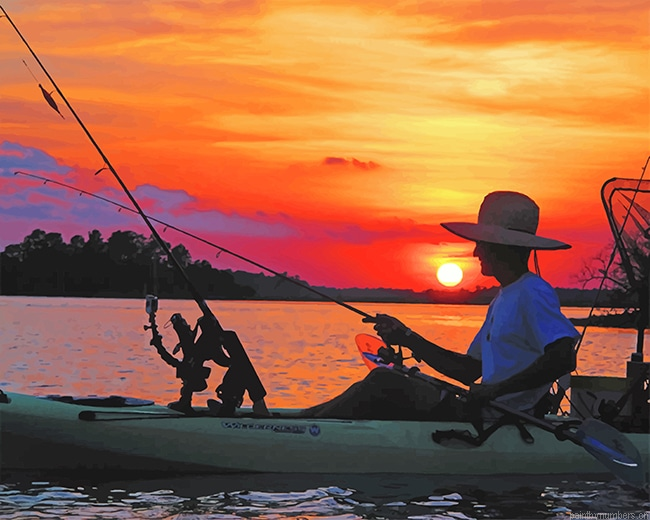 Kayak Fishing At Sunset Painting By Numbers.png