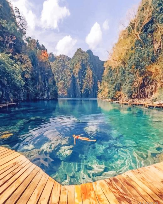 Kayangan Lake In The Philippines Landscapes Painting By Numberss.png