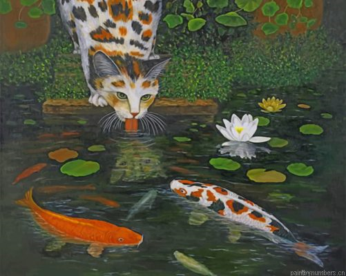Koi Pond Cat Painting By Numbers.png