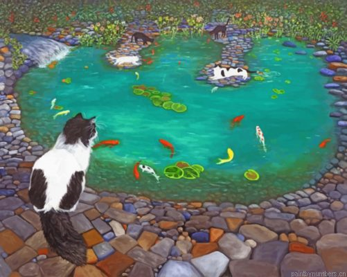 Koi Pond Cats Painting By Numbers.png