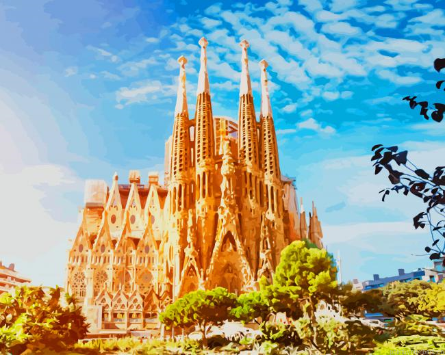 La Sagrada Familia Barcelona Spain Painting By Numbers.png