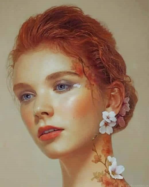 Lady Wearing Cherry Blossoms Arts Painting By Numberss.png