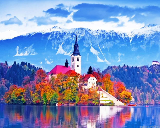 Lake Bled Castle Slovenia Painting By Numberss.png