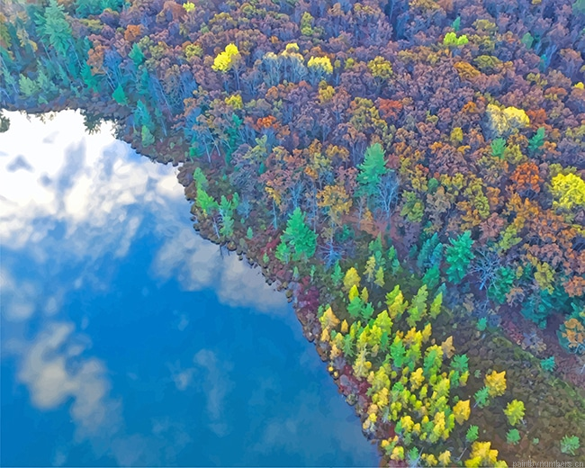 Lake Sky Reflect Landscapes Painting By Numberss.png