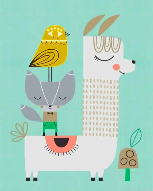 Lama And Animals Illustrations Painting By Numberss.png