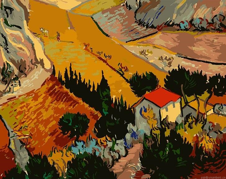 Landscape With House And Ploughman Van Gogh Painting By Numberss.png