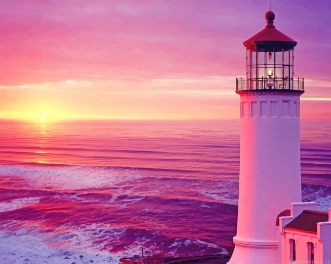 Light House Sunset Landscapes Painting By Numberss.png