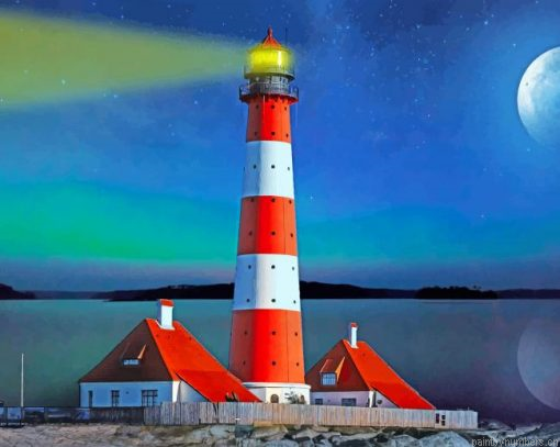 Lighthouse In Wadden Sea National Park Germany Painting By Numbers.png