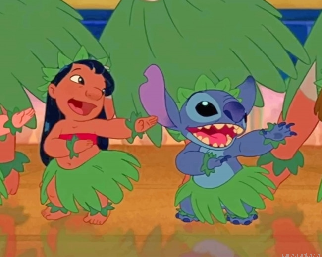 Lilo And Stitch Dancing Cartoons Painting By Numberss.png