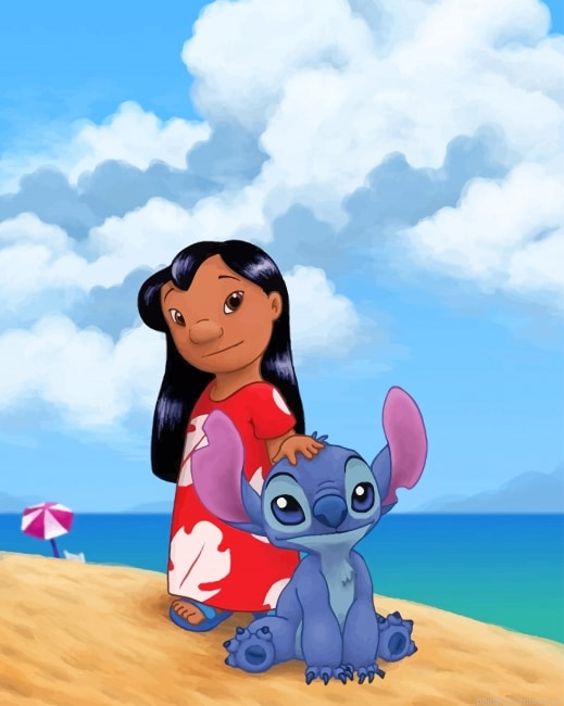 Lilo And Stitch Enjoying The Summer Animations Painting By Numberss.png