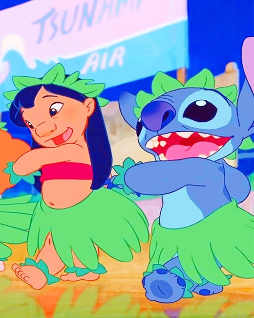 Lilo And Stitch In Hawaii Cartoons Painting By Numberss.png
