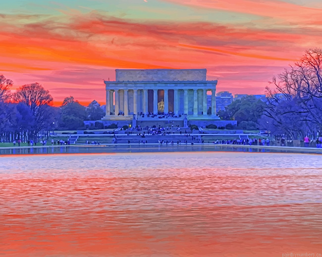 Lincoln Memorial Sunset Washington Painting By Numberss.png