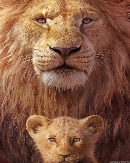Lion Dad And Son Animals Painting By Numberss.png