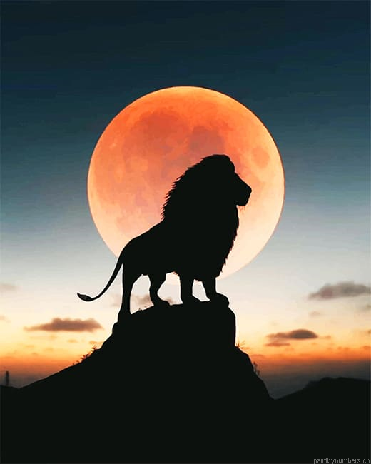 Lion Silhouette Animals Painting By Numberss.png