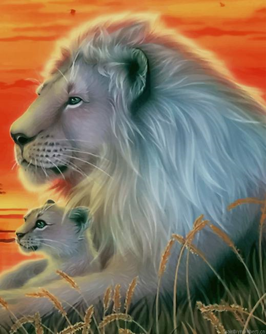 Lion With His Son Animals Painting By Numbers.png
