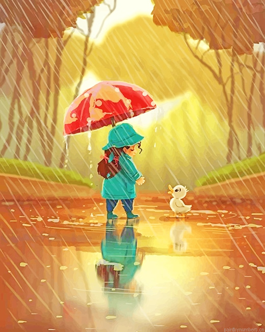 Litlle Girl With Her Little White Duck Painting By Numbers.png