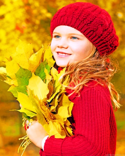 Little Girl During Autumn Painting By Numberss.png