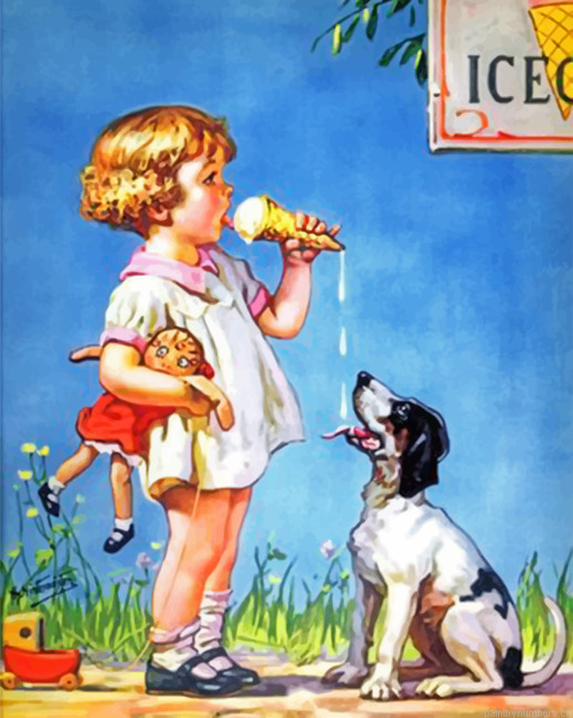 Little Girl Eating Ice Cream Painting By Numbers.png